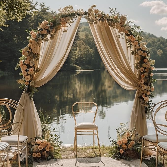 Wokceer Wedding Arch Draping Nude 2 Panels 28.7" x 20FT Sheer Fabric Drapes Backdrop for Ceremony, Birthday Party, Bridal Shower Decoration