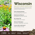 Eden Brothers Wisconsin Wildflower Mixed Seeds for Planting, 1 lb, 480,000+ Seeds with Sunflower, Aster | Attracts Pollinators, Plant in Spring or Fall, Zones