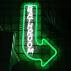 Looklight Bathroom Arrow Neon Signs for Wall Decor Green White LED Word Light Sign Right-Pointing Arrow Neon Light USB Light Up Letters Sign for Bathroom Bar Home Toilet Park Party Decor