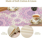 Purple Pink Mandala Table Runner, Traditional Indian Boho Mandala Flowers Print Table Runne for Kitchen Dining Table Office Wedding Party Holiday Home Decor, 13x108inch