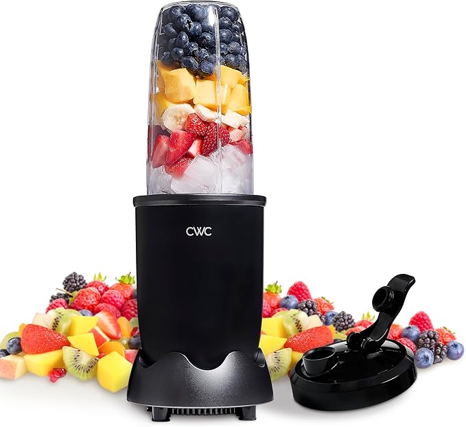 COOK WITH COLOR Personal Power Blender 600W, 24oz Capacity, BPA-Free Jar, Ice-Crushing Blades, Ideal for Smoothies & More, Anti-Slip Feet, Easy to Clean, Black