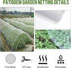 Fine Mesh Garden Netting for Protection, 10'x50' Vegetable Crop Covers Netting for Protect Fruits, Plants, Flowers, Greenhouse Cover Net, Patio Gazebo Screen Barrier