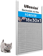 UBeesize 18x30x1 Reusable Electrostatic Air Filter HVAC AC Furnace Filter,MERV 8,Washable, Lasts a Lifetime,Permanent Air Filter,Breathe Fresher,Home And Office(Actual Size:17.5x29.65x0.82 Inch)