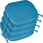 SleepMan Outdoor 17"x16" Chair Cushions with Ties Set of 4, Water Resistant All Weather U-Shape Seat Pads for Patio Garden Furniture Indoor (Set of 4, Indigo Blue)