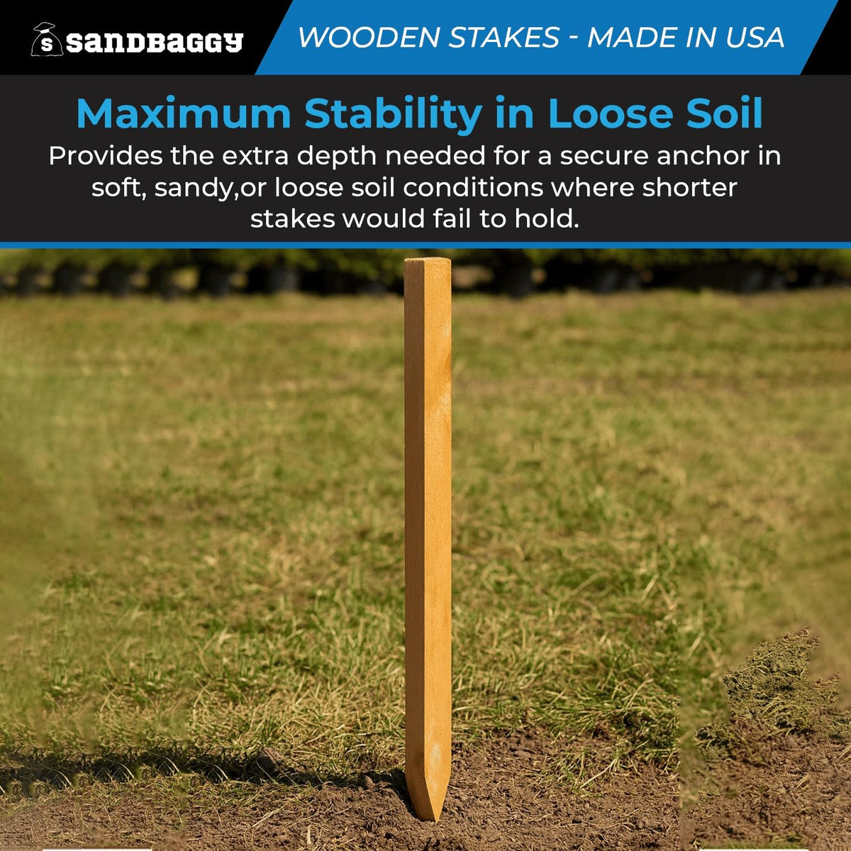 Sandbaggy 3 Ft Wood Stakes (1" X 3" X 36") - Made in The USA - 3" Extra Wide Stakes for Concrete Forms, Garden, Yard, Grading, Survey, Plants, Signs (Douglas Fir Wood, 1250)
