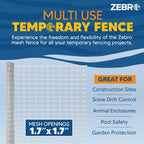 ZEBRO 4' x 50' White Plastic Garden Fence Roll – Standard Duty Safety Netting for Snow, Poultry, Deer, Dogs – Reusable Outdoor Barrier for Yard, Landscaping, Animal Protection
