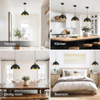 12 Inch Black Farmhouse Pendant Lights for Kitchen Island Industrial Haning Lamp Adjustable Height Vintage Dome Hanging Light Fixtures for Barn, Dining Room