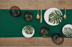 Solino Home Linen Rainforest Green Table Runner 90 Inches Long - 100% Pure Linen Hemstitch 14 x 90 Inch Table Runner for Dining, Fall, Autumn, Thanksgiving, Christmas - Classic Hemstitch