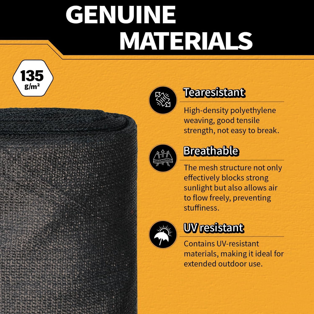 3x16Ft Garden Privacy Fence Screen, 145GSM Heavy Duty 90% Blockage Windbreak Mesh Tarp with Reinforced Edges & Anti-Rust Grommets, Includes Zip Ties for Garden, Yard, Backyard, Outdoor, Black
