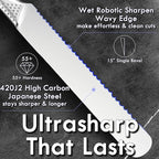 8-Inch Kitchen Essential Serrated Bread Knife, Steel Seamless Handle