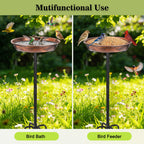 Gtongoko Metal Bird Bath for Outdoors, 34" Tall Bird Bath with 12" Removable Bowl, Heavy Duty 5-Prong Stable Base, Easy-to-Clean Heavy Duty Birdbath & Bird Feeder for Garden, Patio, Yard