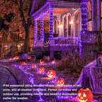 JMEXSUSS Connectable Purple Lights Indoor, 150 LED 8 Modes Halloween String Lights Outdoor Waterproof, 59FT Purple Halloween Light for Party Bedroom Tree Christmas Decorations