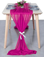 MDS Halloween Chiffon Table Runner - 20 Pack, 29 x 170 Inches, 14ft Each - Sheer Spooky Table Runners for Haunted House Parties, Trick-or-Treat Tables, Witchy Décor, Wedding & Events - Magenta