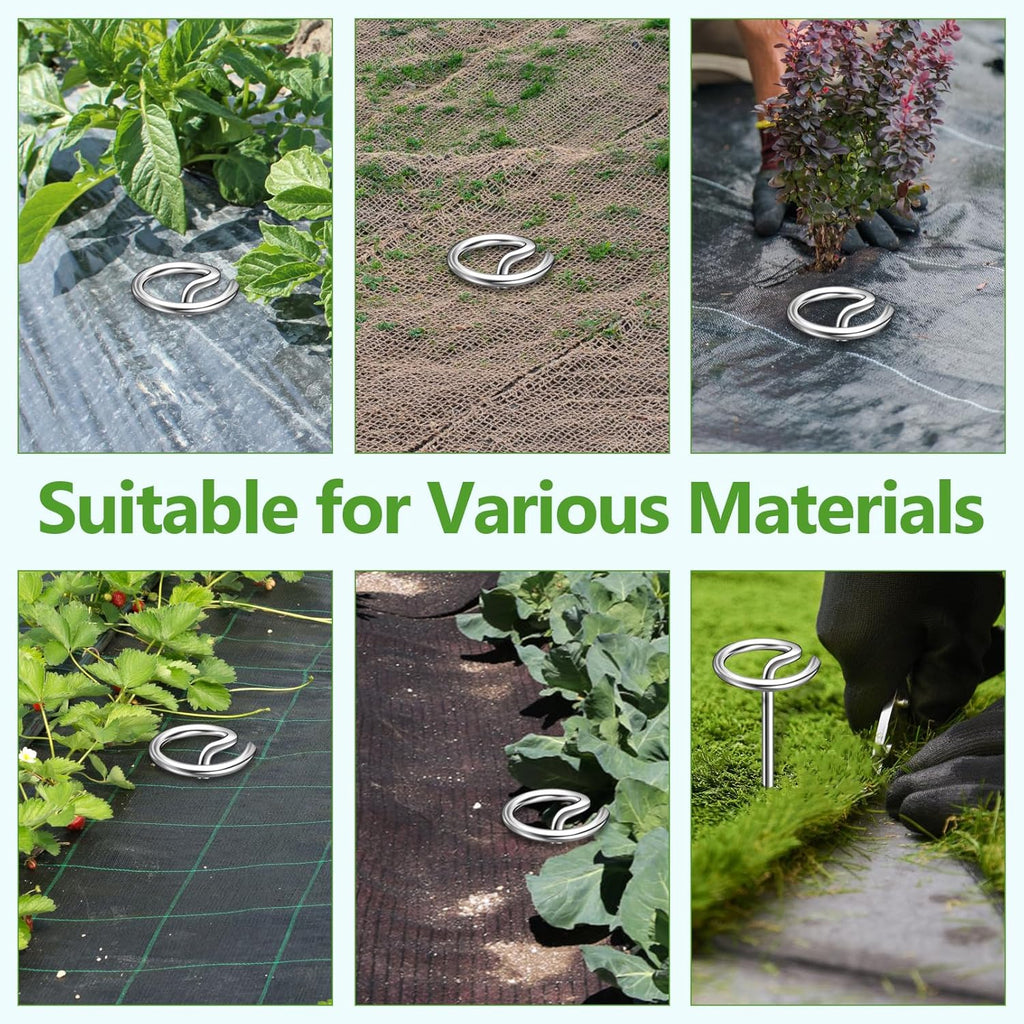120 Pcs Landscape Staples, Thickened 8 Gauge Circle Top Landscape Fabric Pins, 6 Inch Galvanized Garden Stakes, Rust-Resistant, Heavy Duty Ground Pins for Securing Lawn Fabric Weed Barrier