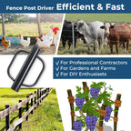 Fence Post Driver, 12LBS Fence Post Driver with Handle, 2.7 inch Inner Diameter Hand Post Pounder, Heavy Duty T Post Rammer Driver Tool for Wooden Post U Channel Fence Post Metal Post, Black 17 Inch