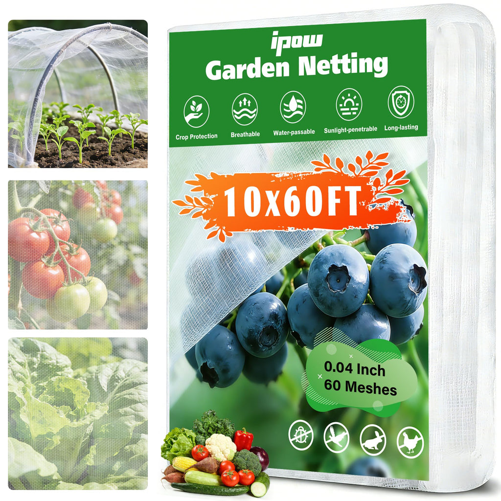 10 X 60FT Garden Mesh Netting Ultra Fine Mesh Netting Pest Barrier, Insect Bug Bird Netting for Vegetables Fruit Flower Garden Protection, Thickened 60 Mesh Row Covers Fabric Screen from Birds Bugs