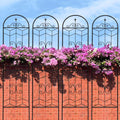4 Pack Metal Garden Trellis 71" Tall Outdoor Climbing Plant Support for Roses, Flowers, Rustproof Durable Black Galvanized Tube, Lawn Garden Fence Decor Screen (4, Castle-71 H)