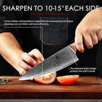 VEROXIS Damascus Chef Knife 8 Inch, Professional Japanese Kitchen Knives Sharp High Carbon Super Steel with Ergonomic Pakkawood Handles, Elegant Gift Box Packaging