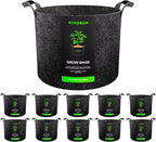 VIVOSUN 10-Pack 2 Gallon Grow Bags, Reinforced Planter Fabric Pots for Gardening Black