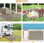 Terrug Outdoor Rug Waterproof 4x6 Ft, Foldable Outdoor Plastic Straw Rug, UV Reversible Patio Rug Decor, Outdoor Area Rug for Camping, RV, Porch, Deck, Backyard, Balcony, Picnic, Black & Beige