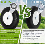 Upgraded 16" Flat Free Wheelbarrow Wheels and Tires, 4.80/4.00-8 Solid Wheelbarrow Tires with 5/8"&3/4" Bearings,14"-16" Universal Fit Wheelbarrow Wheels for Wheelbarrows/Garden Trailer