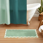 MONDAY MOOSE Bath Mat with Scalloped Wavy Ripple Design, Microfiber Absorbent Non Slip Tufted Rug for Floor, Shower or Kitchen (24x47 inch, Sage)
