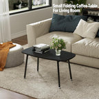 WOHOMO Folding Coffee Table Small Black Coffee Tables for Living Room Portable Simple Modern Rectangular Center Table for Small Spaces,No Assembly, 31.5 * 15.7 * 17.7IN, Black