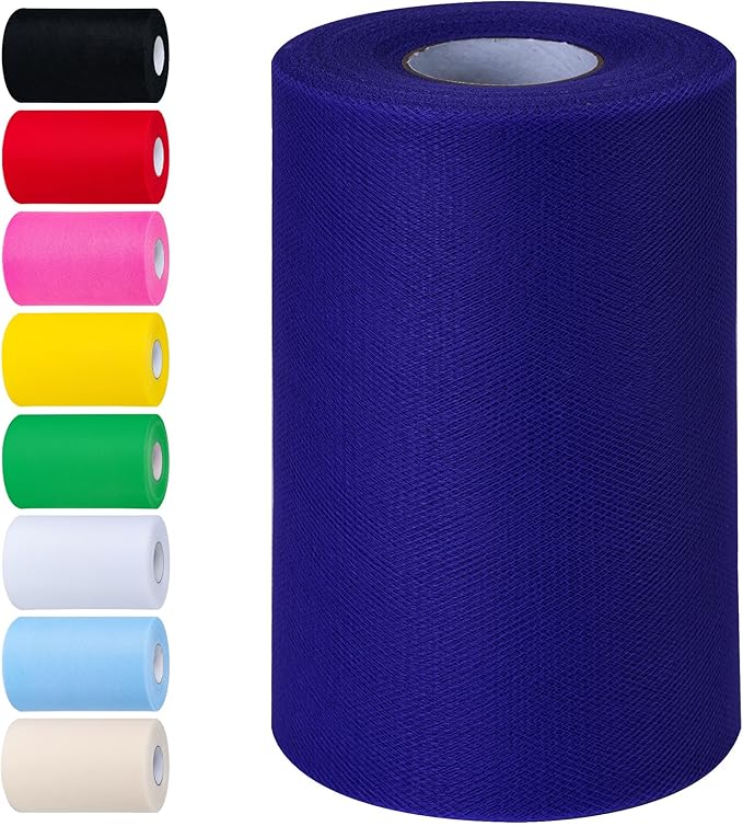 Royal Blue Tulle Fabric Rolls 6 Inch by 100 Yards (300 feet) Tulle Roll Spool Fabric for DIY Tutu Skirt Baby Shower Birthday Party Wedding Decorations Christmas Craft Supplies (Royal Blue)