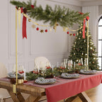 Over The Table Rod Stand with Clamps, Adjustable 32''-79'' Tall 32"-131" Length, Gold Table Arch Stand Metal Balloon Frame Hanging Rod for Weddings Christmas Birthdays Garden Arbors Decoration