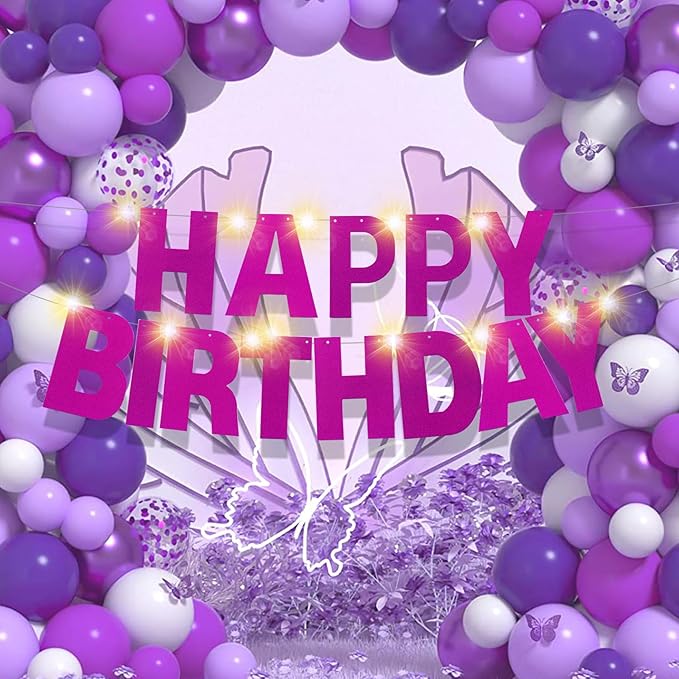DIY Customizable Banner Letter Banners Party Supplies for Mermaid Party（Glitter Purple）