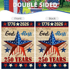 250 Anniversary USA Garden Flags for Outside,4th of July 250th Year America Banner,God Bless United States 12x18 Inch Double-Sided with Patriotic Star,1776-2026 America Merchandise for Yard Decoration