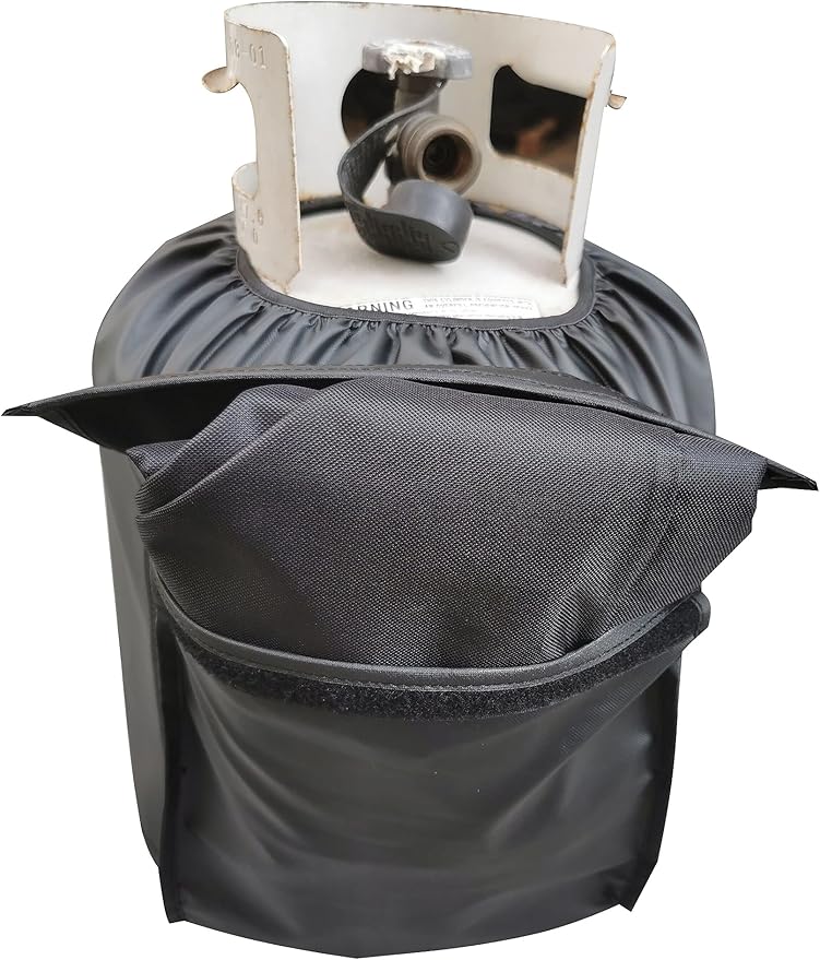 ATYARD Heavy Duty Propane Tank Cover Fits Standard 20 lb Tank Cylinder, UV and Weather Resistant , with Storage Pocket Black