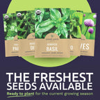 Organic Herb Seeds Variety Pack - 10 Individual Packs - 2025 Season - Basil, Cilantro, Dill, Thyme, Parsley and More! for Indoor & Outdoor Planting (Non-GMO, Certified Organic)