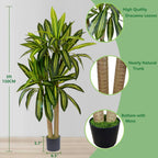 Artificial Dracaena Tree, 5ft Tall Fake Dracaena Plant with Basket, Indoor Outdoor Faux Topiary Yucca Trees for Office Home Living Room Porch Patio Décor