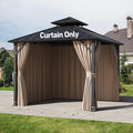 Covered Outdoor Gazebo Curtain Replacement Universal 4-Panel Sidewalls 8' x 8', Outdoor Gazebo Privacy Curtains with Zipper, Replacement for Outdoor, Patio Canopy, Garden and Backyard (Curtain Only)