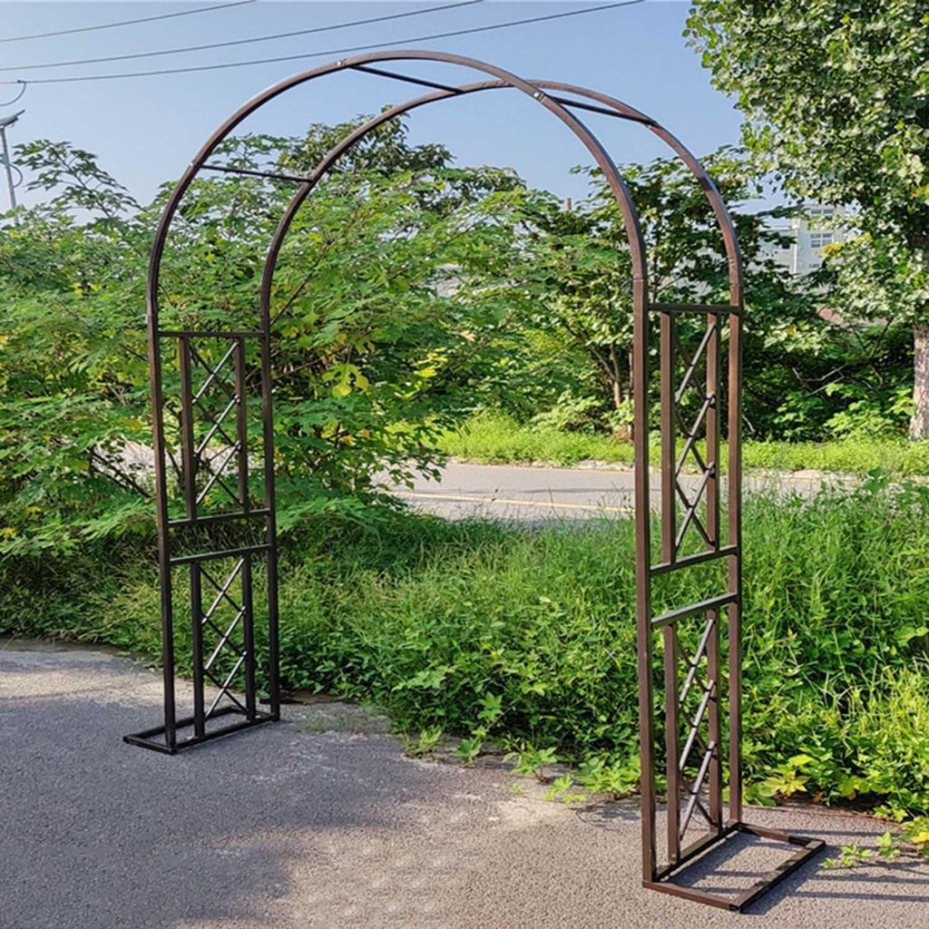 Garden Arbor, Metal Wedding Arch for Ceremony Party, Garden Trellis for Climbing Plants Outdoor, Wide 55" 71" 87" 103" 118" 134" Garden Arch Stand for Garden, Backyard, Lawn(Brown,134" x 91" x 16")