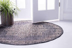 Unique Loom Outdoor Traditional Collection Area Rug - Antique (4' 1" Round, Charcoal Gray/ Natural)