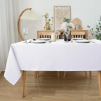 Biscaynebay Textured Fabric Tablecloths 52x70 Inches Rectangular, White Water Resistant Tablecloths for Dining, Kitchen, Wedding and Parties etc. Machine Washable