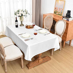 Fitable Faux Linen White Tablecloths for 8 Foot Rectangle Tables - 60 x 120 Inch - 6 Pack Fabric Textured Folding Table Clothes Faux Burlap Table Covers for Wedding, Party, Banquet, Birthday
