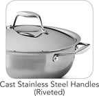 Tramontina Signature Tri-Ply Clad Stainless Steel 4-Quart Universal Pan with Lid, Induction-Ready Cooking Pan, Dishwasher-Safe, NSF-Certified, Made in Brazil