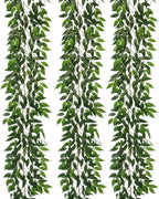 3 Strands Italian Ruscus Artificial Vines, 73" Silk Vine Garland with Green Leaves, Fake Hanging Plants Greenery Decor for Home, Bedroom, Wall, Party, Wedding Decoration