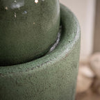 XBrand 26" Modern Sphere Water Fountain with LED Light – Indoor Outdoor Stone Texture Floor Fountain, Zen Bubbling Ball Water Feature for Garden Patio Porch - Green