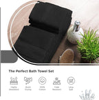 100% Cotton Bath Towel Set of 12-4 Bath Towels, 4 Hand Towels, 4 Wash Cloths, Sustainable, Soft, Highly Absorbent, Combed Cotton 12 Piece Set for Hotels, Spa, Bathroom, Dorm, Black