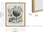 Poster Master Dictionary Art Poster - I Love You To The Moon and Back Print - Motivational Art - Gift for Him, Her & Lovers - Romantic Decor for Dorm, Bedroom or Living Room, 16x20 Beige Framed