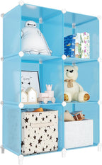 Portable Closet 6 Cube Closet Organizer and Storage Shelf Bookcase with Metal Hammer, Organizer Cabinet for Kids, Bedroom, Bathroom