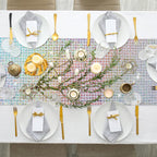 Durony 2 Pack Disco Table Runner 11 x 108 Inch Mirror Silver Laser Glitter Foil Cover With Sparkle Sequin for Bachelorette, 70s, Cowgirl Party Decorations