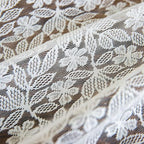 Lace Tablecloth Leaf Pattern Warp Knitting Fabric Solid White Rectangle/Oblong Table Cover for Kitchen Dining Farmhouse Wedding Party Decor Ivory, 52x70 Inch