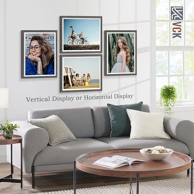 VCK 22x28 Poster Frame Set of 4 - Grey, Gallery-Quality Wood Picture Frames, 1.1-Inch Wide Border, Polished Plexiglass, Vertical or Horizontal Wall Display for Photo/Art/Prints, Grey