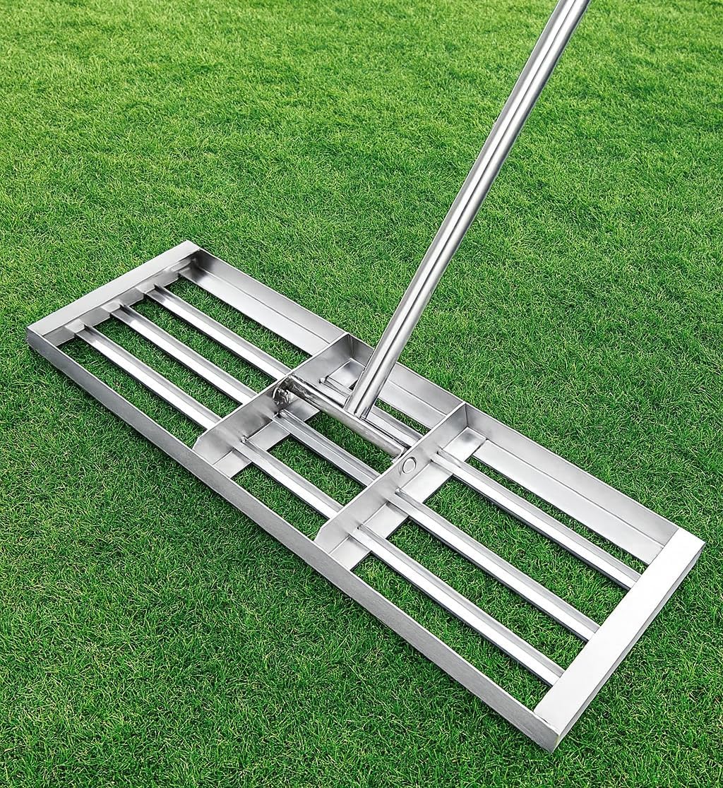 Lawn Leveling Rake 30x10 inch, (Professional-Grade) Lawn Leveler Tool, Handle Rakes for Lawns Heavy Duty Landscape Rake for Backyard, Garden, Golf Course, Farm, Pasture