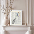 Poster Master Dictionary Art Poster - Champagne Bottle Print - Dragonfly Art - Alcohol Art - Gift for Men, Women & Bartender - Great Decor for Bar, Kitchen or Restaurant, 11x14 White Framed